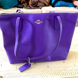 Bright purple coach tote